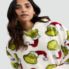The Grinch Fleece Pyjama Hoodie in Cream thumbnail 2