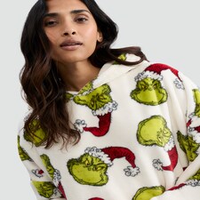 The Grinch Fleece Pyjama Hoodie in Cream thumbnail 2