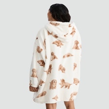F&F Curtis The Dog Fleece Curtis Dog Print Pyjama Hoodie in Cream thumbnail 3