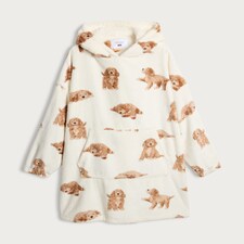 F&F Curtis The Dog Fleece Curtis Dog Print Pyjama Hoodie in Cream thumbnail 4