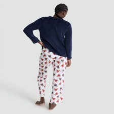 F&F Fleece Textured Teddy Bear Print Christmas Pyjamas in Navy thumbnail 3