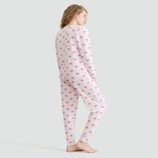F&F Bow Print Top and Cuffed Joggers Pyjamas in Pink thumbnail 3