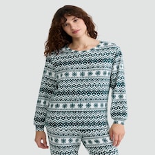 F&F Fair Isle Print Top and Bottoms Pyjamas in Multi Green thumbnail 3