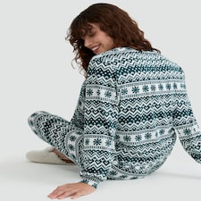 F&F Fair Isle Print Top and Bottoms Pyjamas in Multi Green thumbnail 2