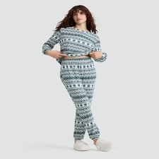 F&F Fair Isle Print Top and Bottoms Pyjamas in Multi Green