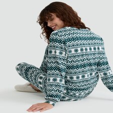 F&F Fair Isle Print Top and Bottoms Pyjamas in Multi Green thumbnail 2