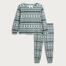 F&F Fair Isle Print Top and Bottoms Pyjamas in Multi Green thumbnail 4
