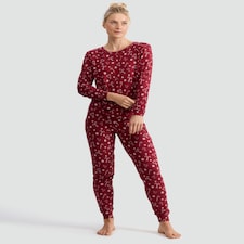F&F Textured Candy Cane Print Top and Bottoms Pyjamas in Red thumbnail 2