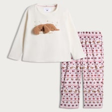 F&F Curtis The Dog Top and Fair Isle Bottoms Pyjamas in Red thumbnail 4