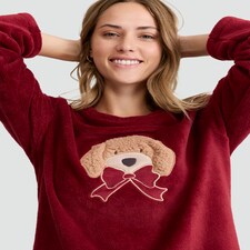F&F Curtis The Dog Fleece Top and Bottoms Pyjamas in Red thumbnail 2