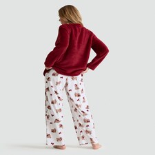 F&F Curtis The Dog Fleece Top and Bottoms Pyjamas in Red thumbnail 3