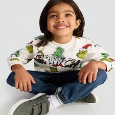 The Grinch Cotton Rich Sequin Embellished Sweatshirt in Cream thumbnail 2