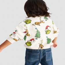 The Grinch Cotton Rich Sequin Embellished Sweatshirt in Cream thumbnail 3
