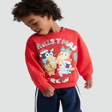 Bluey Cotton Rich Christmas Print Sweatshirt in Red thumbnail 2
