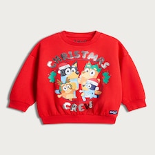 Bluey Cotton Rich Christmas Print Sweatshirt in Red thumbnail 4