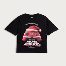 F&F Boys Pure Cotton Festive Print T-Shirt in Black thumbnail 4