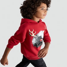 F&F Boys Cotton Rich Football Antlers Hoodie in Red thumbnail 2