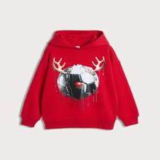 F&F Boys Cotton Rich Football Antlers Hoodie in Red thumbnail 4
