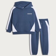 F&F Active 2-Piece Cotton Rich Recreation Colour Block Hoodie and Joggers Set in Blue thumbnail 5