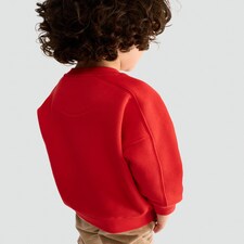 F&F Boys Cotton Rich Ho Ho Ho Print Sweatshirt in Red thumbnail 3