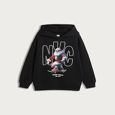 F&F Boys Cotton Rich NYC Santa Skateboarding Hoodie in Black thumbnail 4