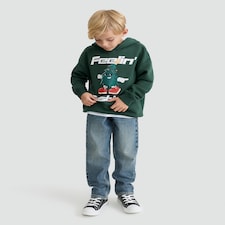F&F Boys Cotton Rich Feelin' Festive Christmas Hoodie in Green