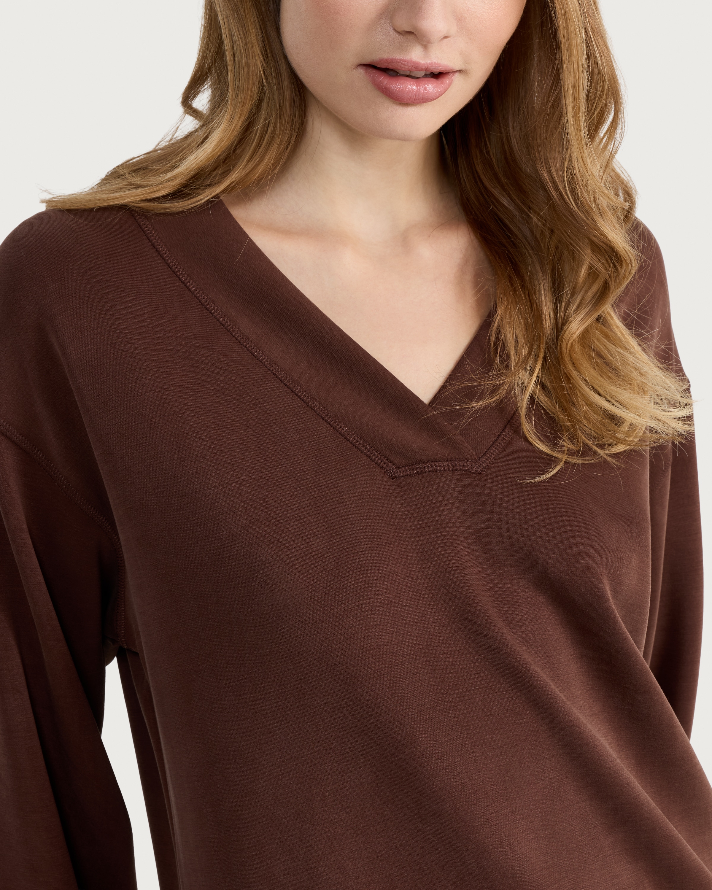 F&F V-Neck Loungewear Top in Chocolate
