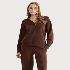 F&F V-Neck Loungewear Top in Chocolate thumbnail 2