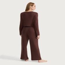 F&F Button Front Top and Bottoms Pyjamas in Chocolate thumbnail 3