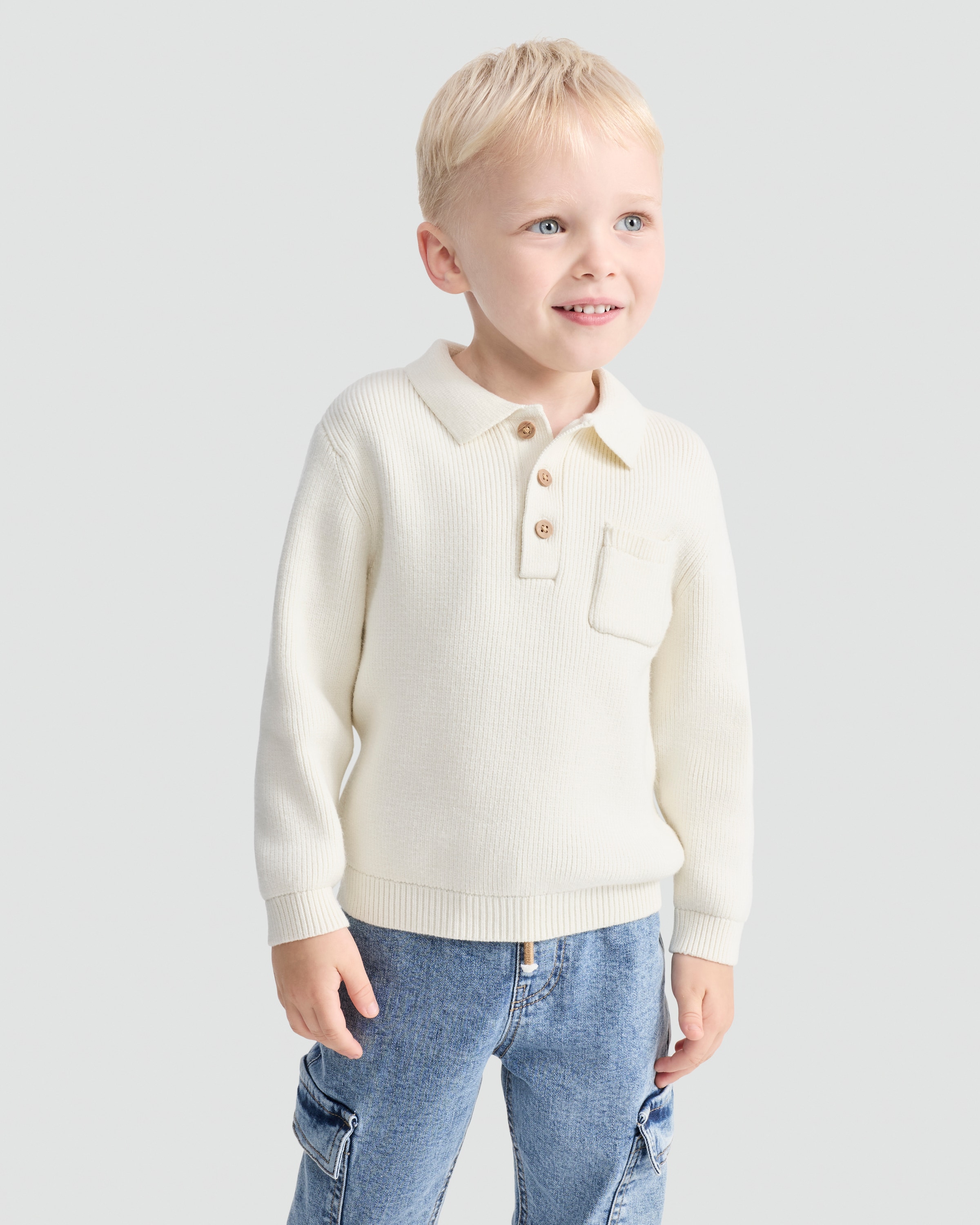 F&F x Samantha Faiers Knitted Polo Jumper in Cream thumbnail 2