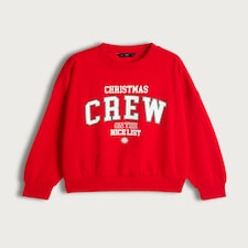 F&F Cotton Rich Christmas Crew Slogan Sweatshirt in Red