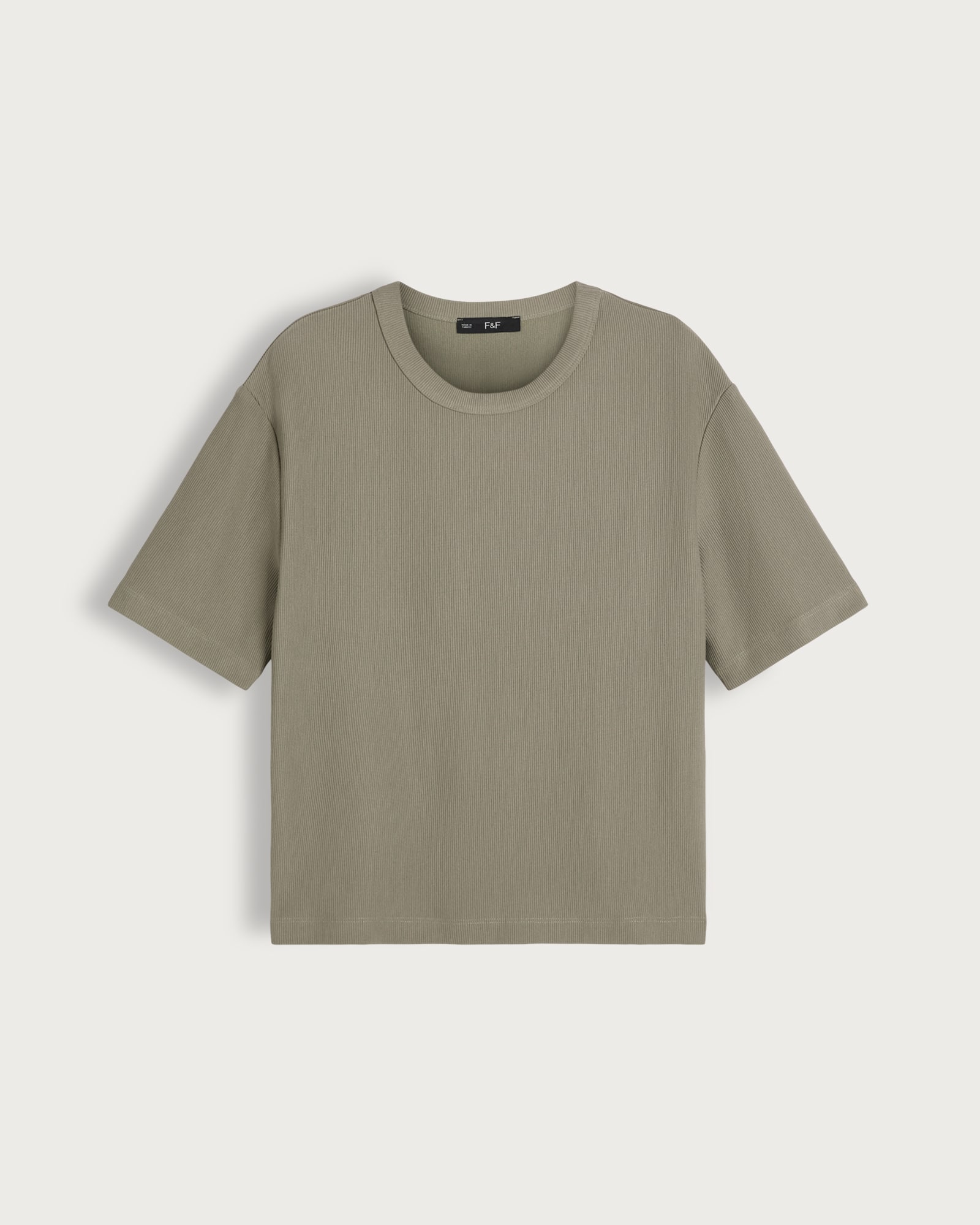 F&F Ribbed Short Sleeved T-Shirt in Khaki thumbnail 4