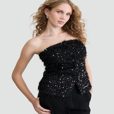 The F&F Edit Textured Sequin Embellished Buttoned Corset in Black