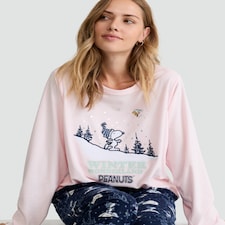 Snoopy Winter Wonderland Fleece Top and Joggers Pyjamas in Navy thumbnail 2