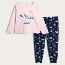 Snoopy Winter Wonderland Fleece Top and Joggers Pyjamas in Navy thumbnail 4