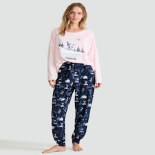Snoopy Winter Wonderland Fleece Top and Joggers Pyjamas in Navy