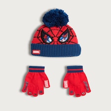Disney Spider-Man 2-Piece Knitted Beanie Hat and Gloves Set in Multi