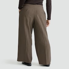 F&F Check Print Pleated Wide Leg Co-ord Trousers in Brown thumbnail 3