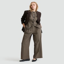 F&F Check Print Pleated Wide Leg Co-ord Trousers in Brown