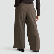F&F Check Print Pleated Wide Leg Co-ord Trousers in Brown thumbnail 3