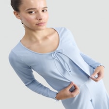 F&F 3-Piece Ribbed Pointelle Cardigan, Cami and Bottoms Pyjama Set in Blue