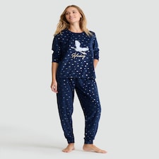 Harry Potter Fleece Hedwig Star Print Pyjama Set in Navy thumbnail 2