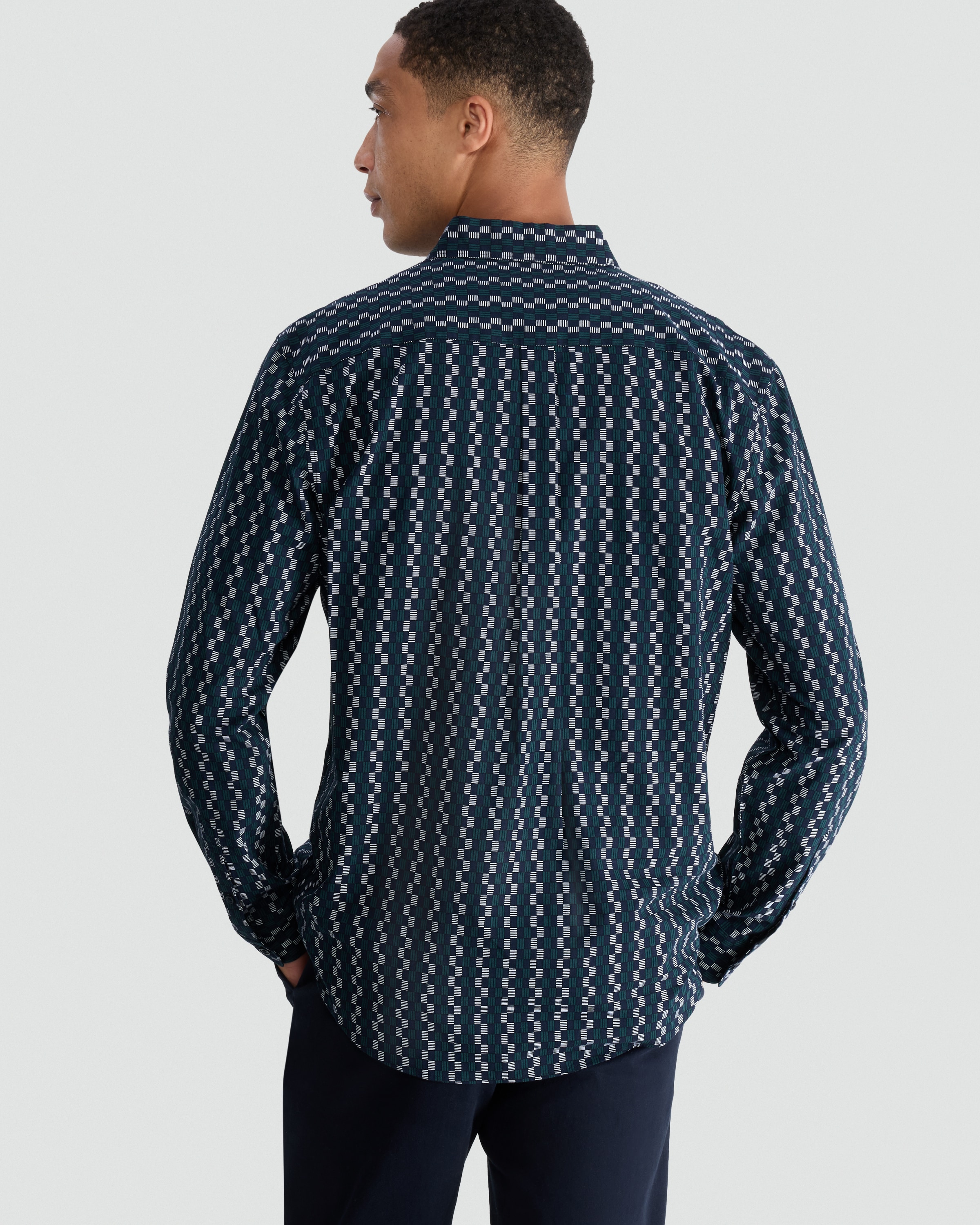 F&F Cotton Rich Geometric Print Long Sleeved Shirt in Green thumbnail 3