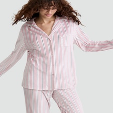 F&F Fleece Stripe Print Revere Pyjamas Set in Pink