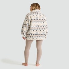 F&F Borg Fair Isle Half Zip Jumper and Ribbed Leggings Pyjama in Cream thumbnail 3