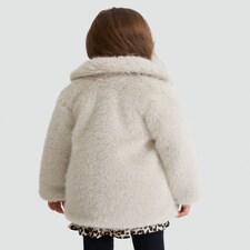 F&F Girls Faux Fur Coat in Cream thumbnail 3