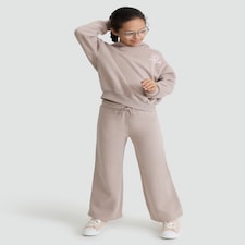 F&F Girls 2-Piece Cotton Rich Have a Nice Day Hoodie and Joggers in Natural thumbnail 2