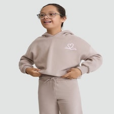 F&F Girls 2-Piece Cotton Rich Have a Nice Day Hoodie and Joggers in Natural