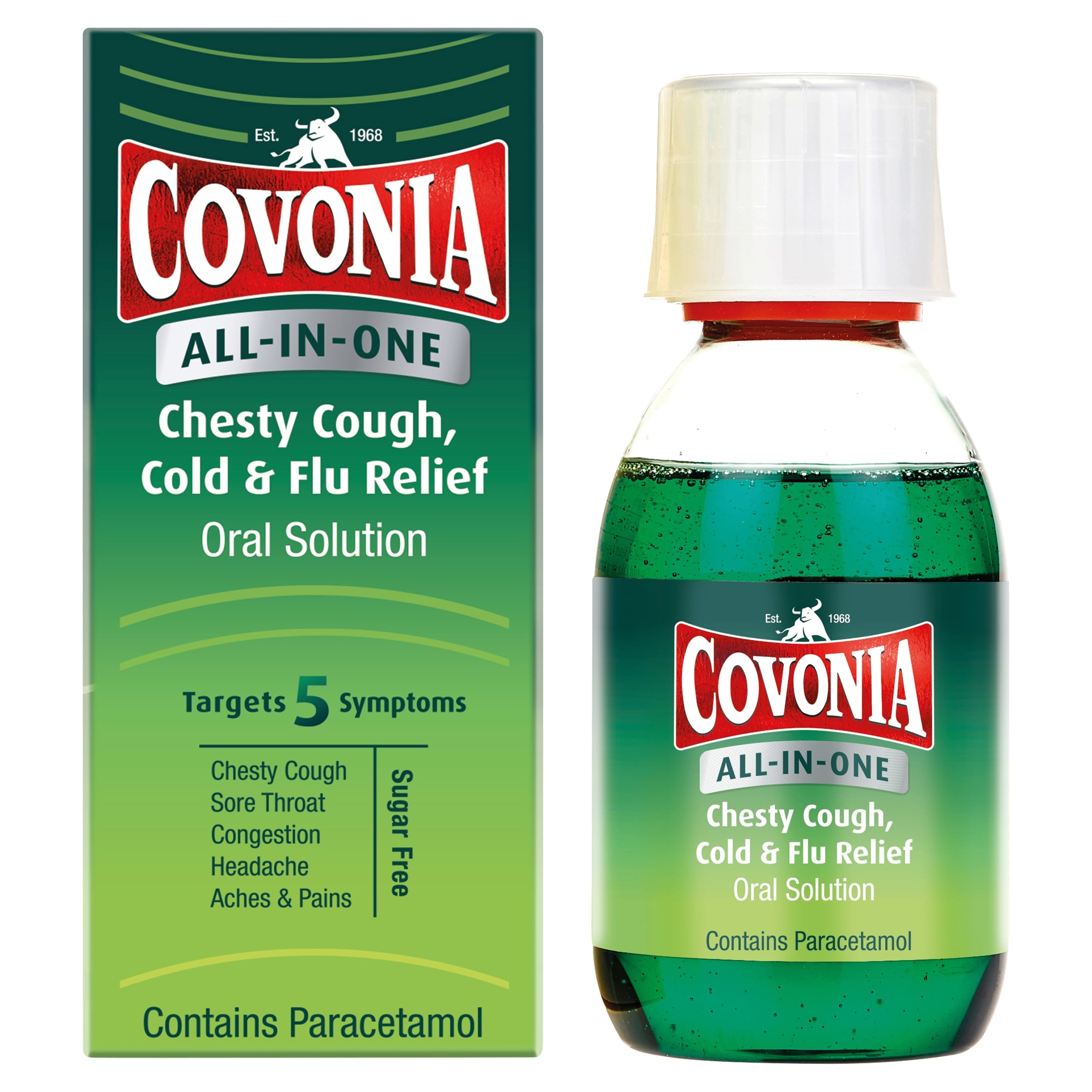 Covonia All-In-One Chesty Cough, Cold & Flu Relief Oral Solution 160ml thumbnail 2