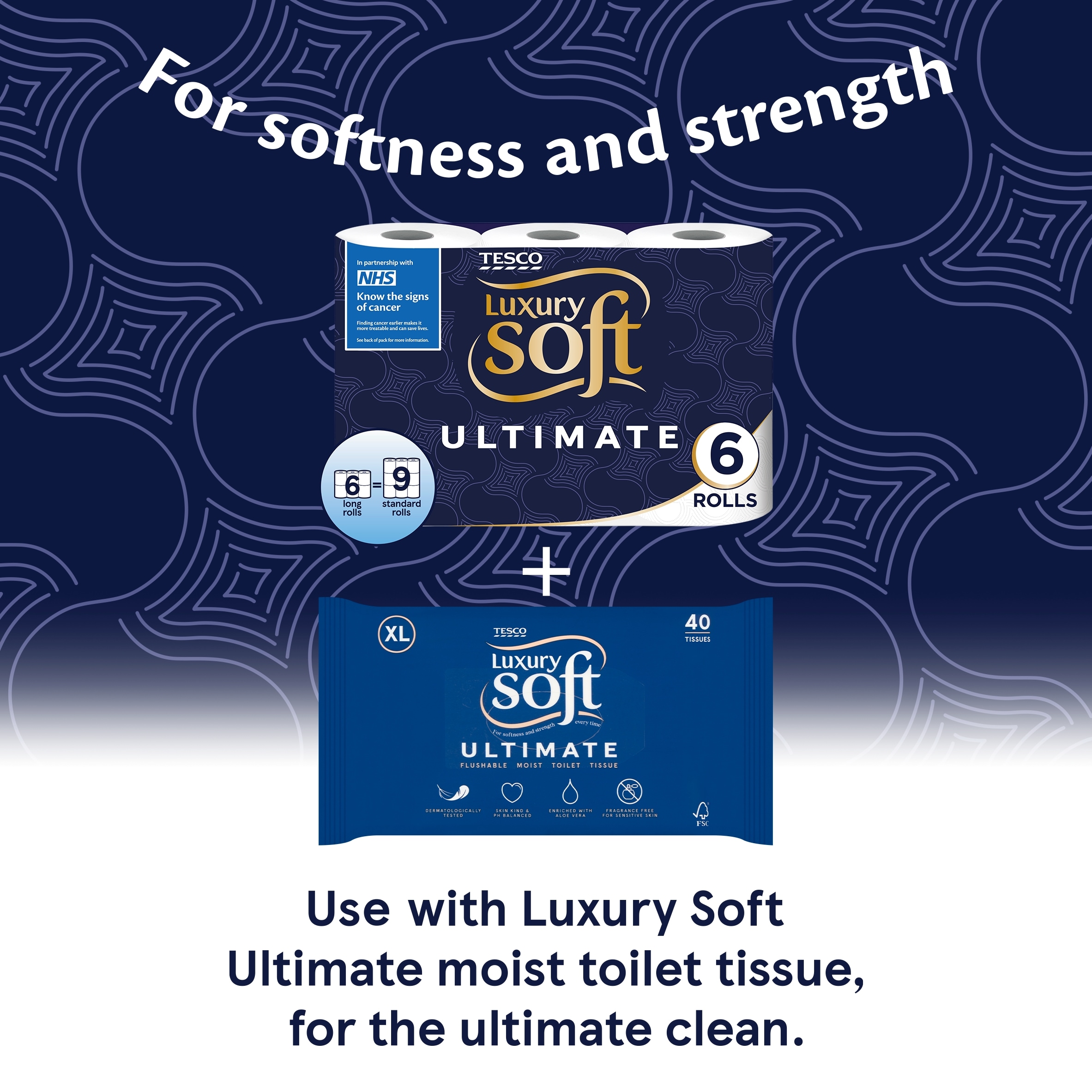 Tesco Luxury Soft Ultimate toilet tissue 6 long Rolls   thumbnail 2